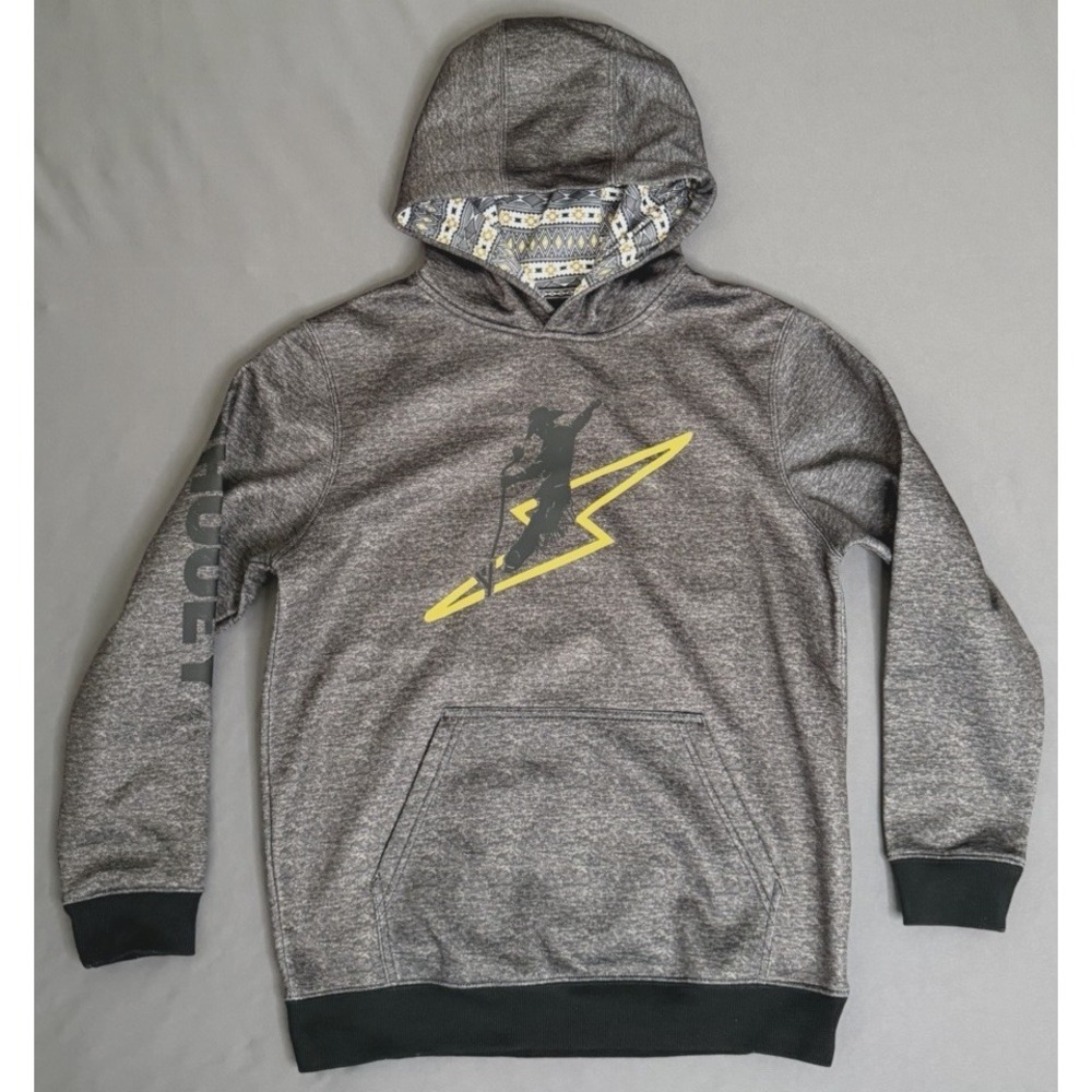 Hooey Buzz Hoodie Youth Size Large Gray Graphic Logo Kangaroo Pocket Pullover